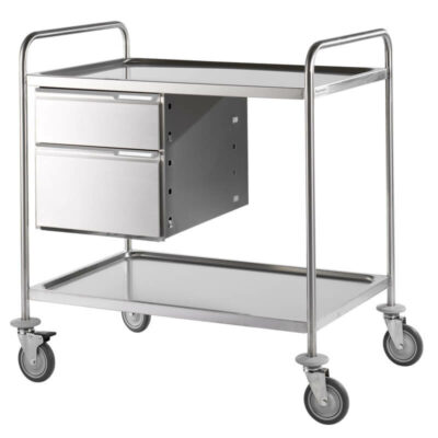 Service trolley with 2 shelves and 2 drawers