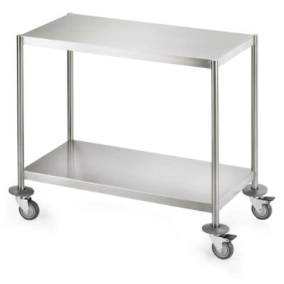 Instrument trolley with 2 flat shelves