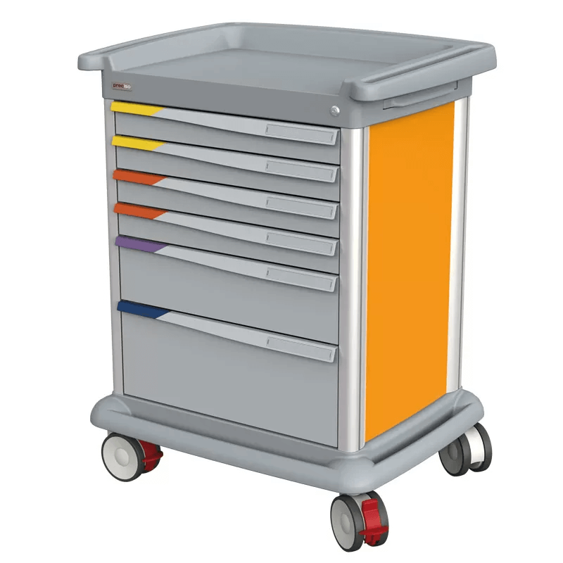 Preciso Multifunction Trolley with coloured inlays and yellow side