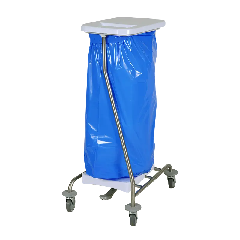 Soiled linen trolleys designed for the safe collection and handling of used hospital laundry.
