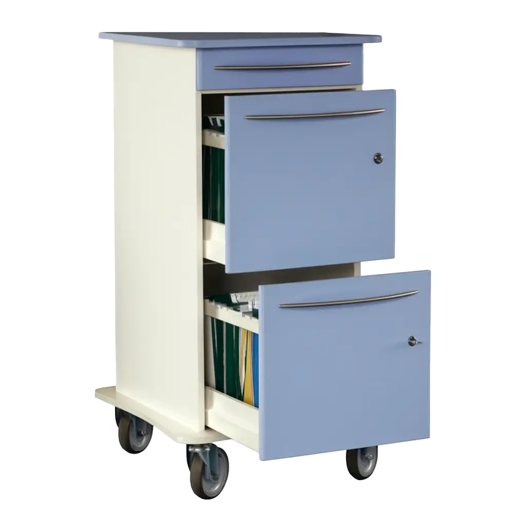 Medical Notes Trolley - 2 Suspension Filing Drawers + 1 Accessory Drawer