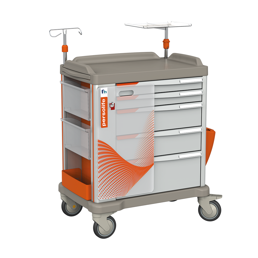 Persolife 600 Large Emergency Trolley with Front Cardiac Board