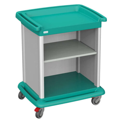 Essential open compartment linen trolley in aluminium and ABS